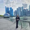 potret Syahrini kembali ke Singapura