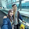 Potret Anisa Rahma dan Anandito Dwis di bandara untuk berangkat umroh