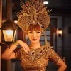 Zaskia Gotik Pakai Gaun Kebaya Emas