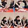 Ayu Ting Ting Bersama Ibunya Potong Daging Kurban