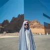 Kimberly Ryder pakai gamis biru muda