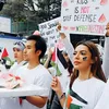 Potret public figure pada bela Palestina damai di Monas