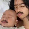 potret kedekatan FUji dan baby Gala.