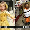foto beda ayah vs ibu mengurus anak
