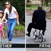 foto beda ayah vs ibu mengurus anak