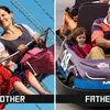 foto beda ayah vs ibu mengurus anak