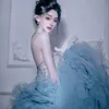 Pinkchaea pakai dress biru