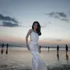 Michelle Ziudith tampil menawan saat foto di pantai.
