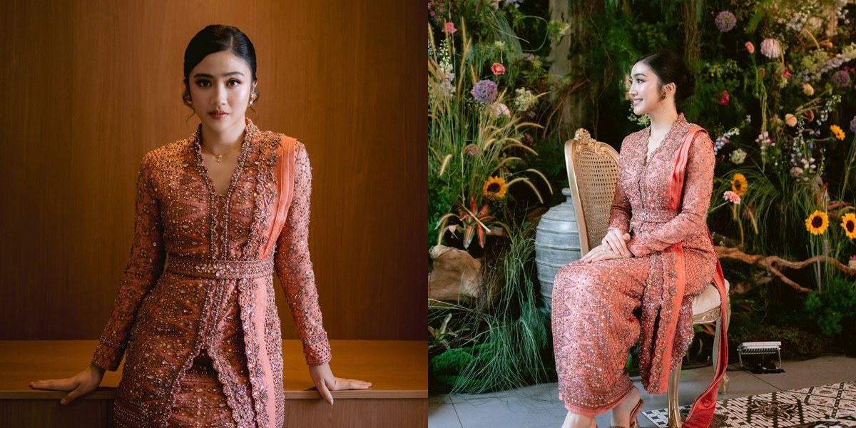 Inspirasi Kebaya Kartini Songket ala Febby Rastanty yang Dikenakan Saat Tunangan dengan Drajat Djumantara