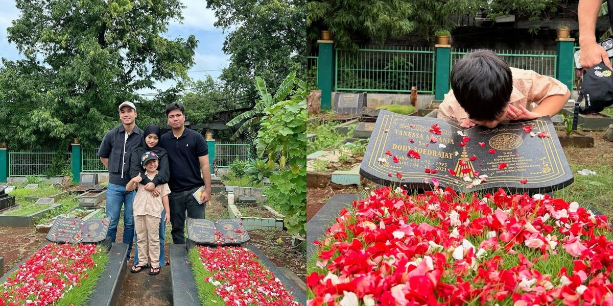 Potret Gala Sky Nyekar ke Makam Ayah-Ibunya di Hari Ulang Tahun Vanessa Angel