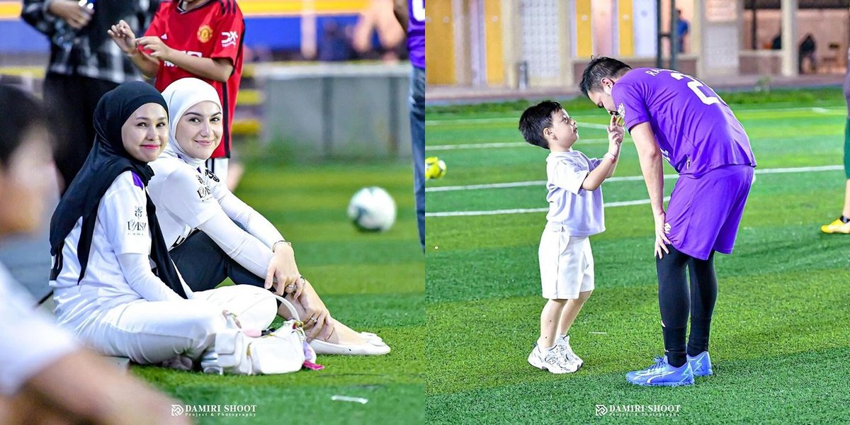 Potret Irish Bella Temani Anak dan Suami Tanding Futsal