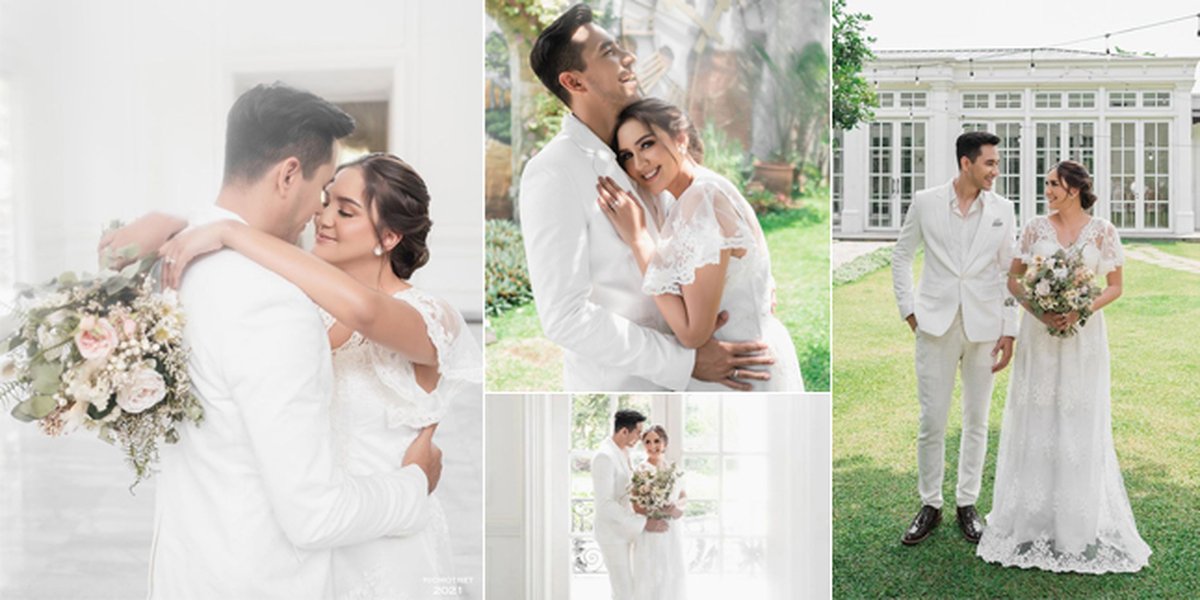 10 Romantic Photos of Donna Agnesia and Darius Sinathrya with Rio Motret, Romantic in All-White Wedding Attire