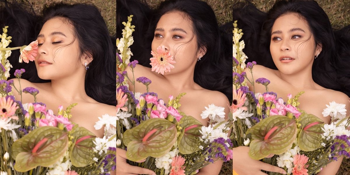 10 Photoshoots of Prilly Latuconsina, Flat Beautiful Face Attracts Attention - Wearing a Yellow Dress with Flower Embellishments, Not Wearing a Bra?