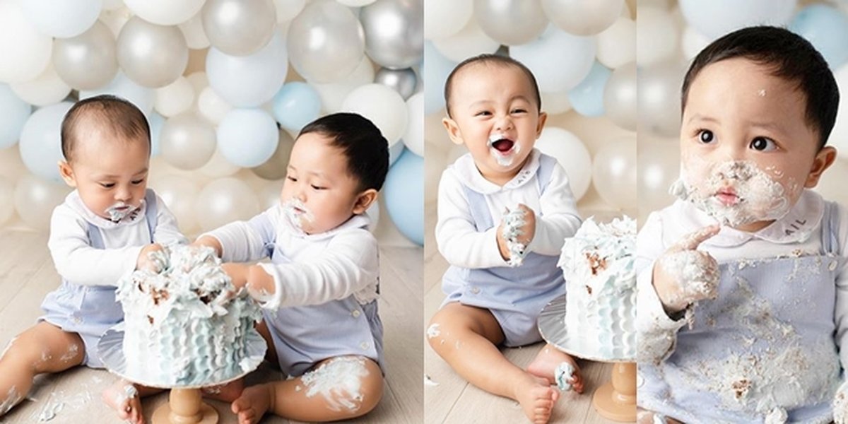 10 PHOTOS of Sudais and Suhail's First Birthday, Tistha Nurma and Afif Kalla's Twin Children, Adorably Messy!