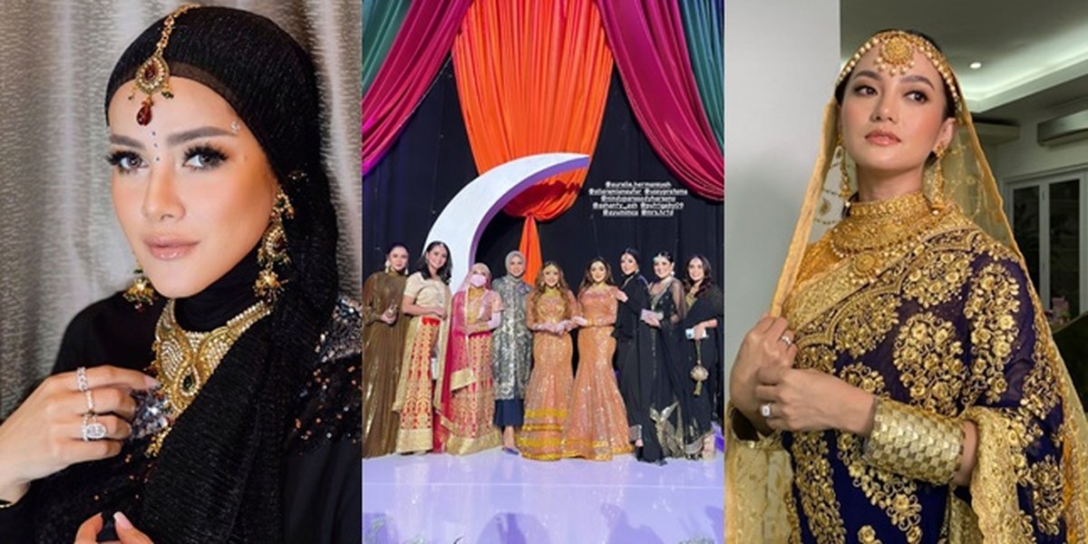10 Celebrity Styles at Aurel Hermansyah's Henna Night, Ririn Ekawati Looks Enchanting - Arsy Cute Indian-style Makeup