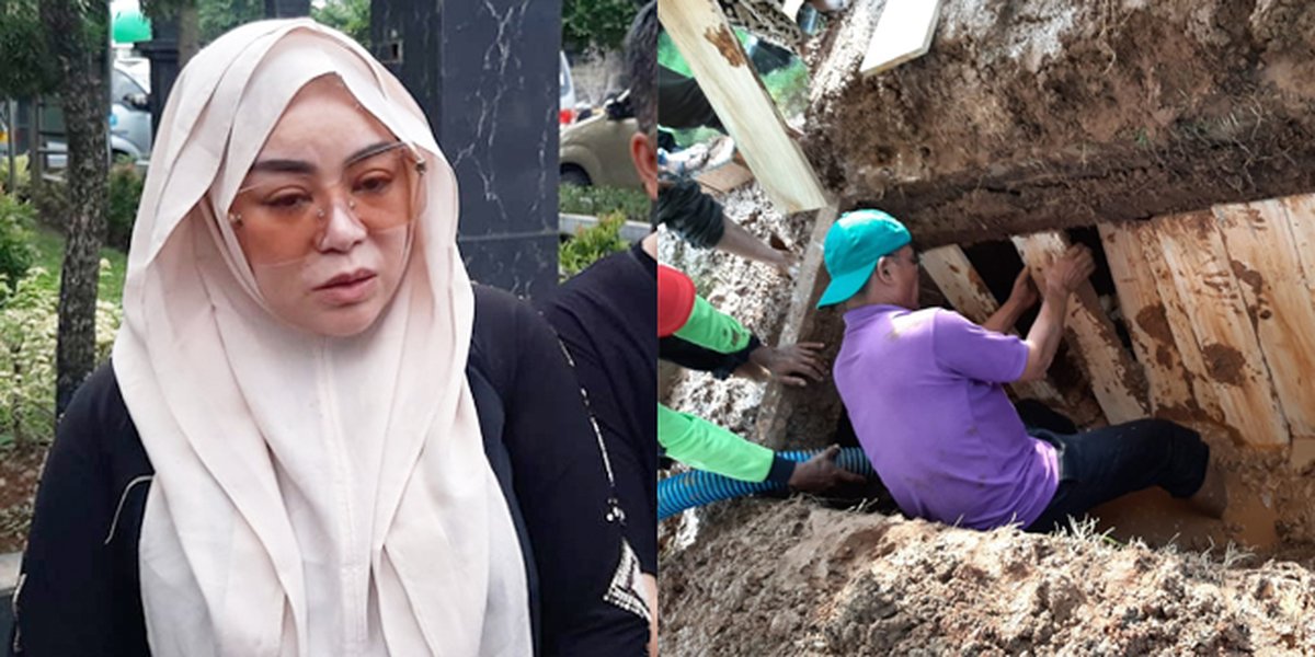 10 Moments of the Funeral Process of Annisa Bahar's Mother Even Though the Grave is Flooded with Water and Mud