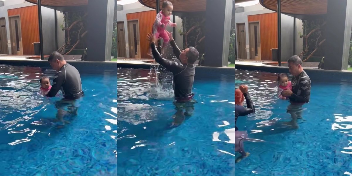 10 Portraits of Anang Hermansyah Caring for Baby Azura, Aurel's Child, Moments of Throwing Grandchild in the Pool Become the Spotlight