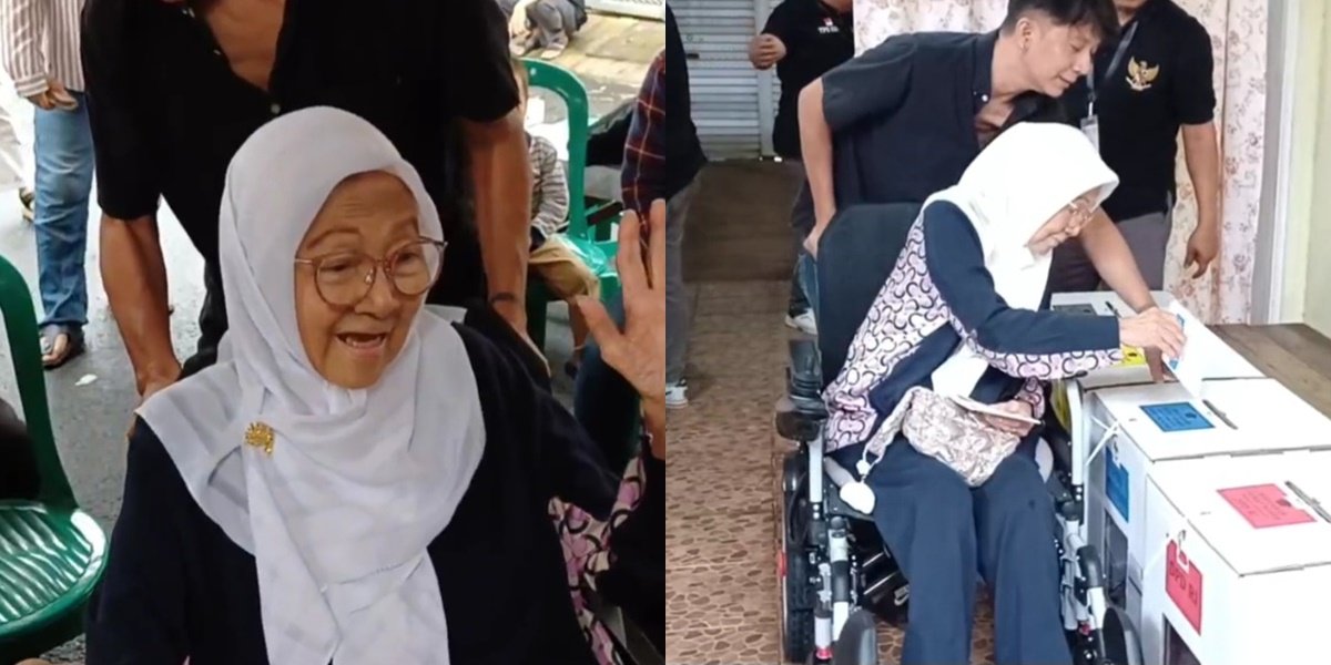 10 Pictures of Bunda Iffet, Bimbim Slank's Mother, Voting Using a Wheelchair to Exercise Her Voting Right in the 2024 Election