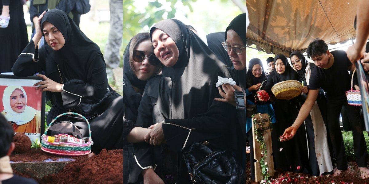 10 Photos of Elma Theana in Tears at Her Mother's Funeral, There Are Regrets in the Last Moments of the Deceased