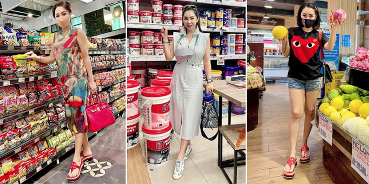 10 Portraits of Femmy Permatasari's Style While Shopping for Fruits to Instant Noodles at the Supermarket, Hot Socialite Mama!