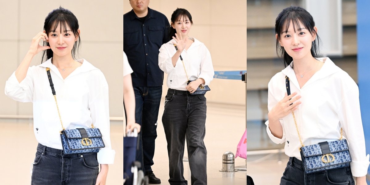 10 Pictures of Kim Ji Won at Incheon Airport, Perfectly Beautiful with Simple Style - Showing Bare Face