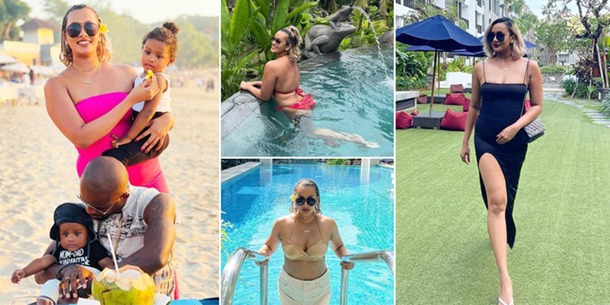 10 Portraits of Kimmy Jayanti with Her Husband and Two Children in Bali, Hot Wearing Bikini - High Slit Dress