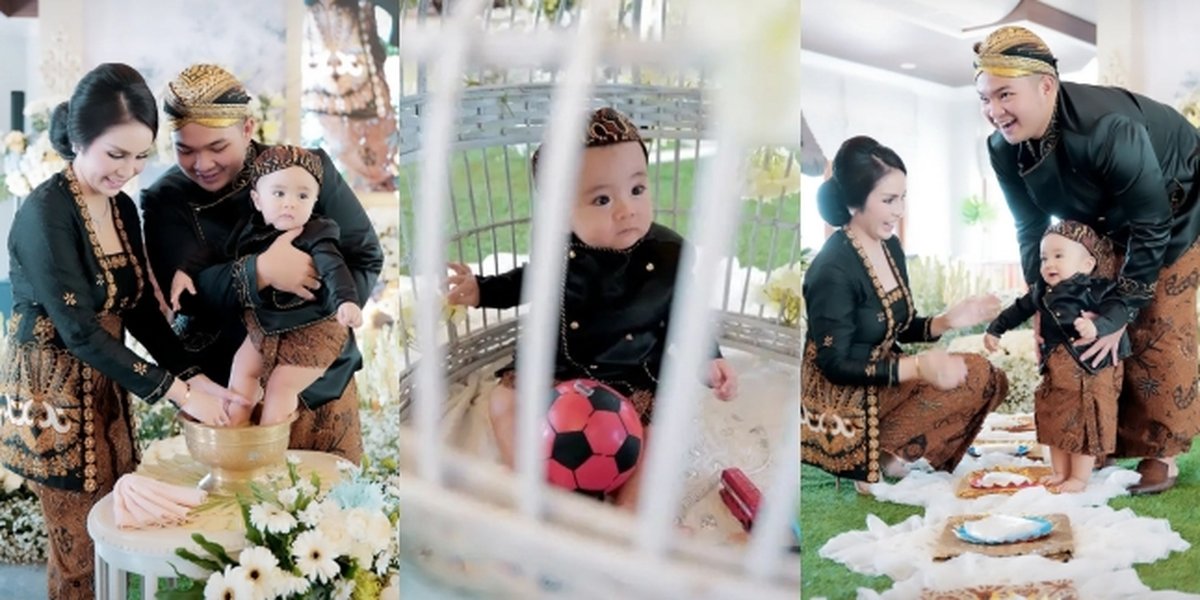10 Photos of the Festive Tedak Siten of Baby Abe, the Youngest Son of Momo Geisha, Adorable in Javanese Traditional Attire - Choosing a Ball When Entering the Cage