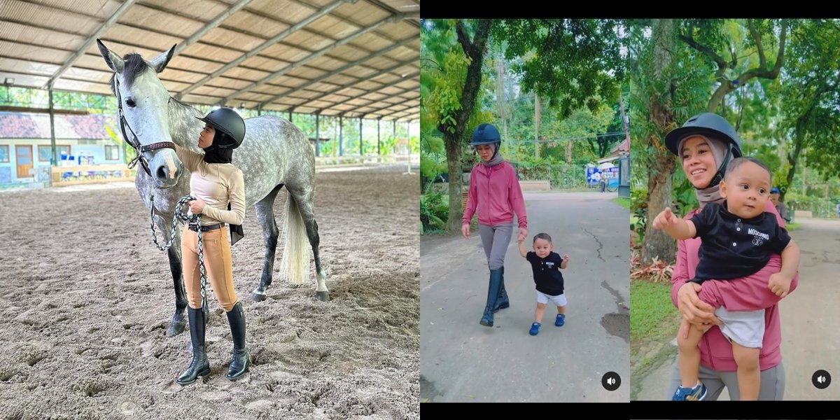 10 Moments of Lesti with Her Baby L Horseback Riding, Baby L's Handsomeness Captures Attention - So Adorable