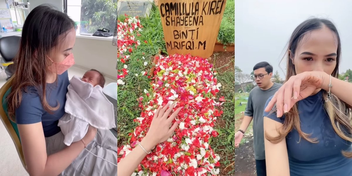 10 Portraits of Nadya Shavira's Pilgrimage to the Grave of Her Child, Sprinkling Flowers on Baby Lula's Tiny Grave - Unable to Hold Back the Tears of Grief