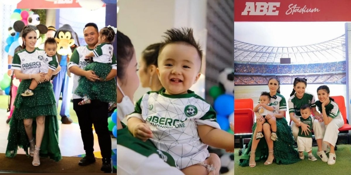 10 Portraits of Abe's First Birthday Party, Momo Geisha's Son, Luxurious with a Football Theme - Mother's Christmas Tree-Like Skirt Attracts Attention