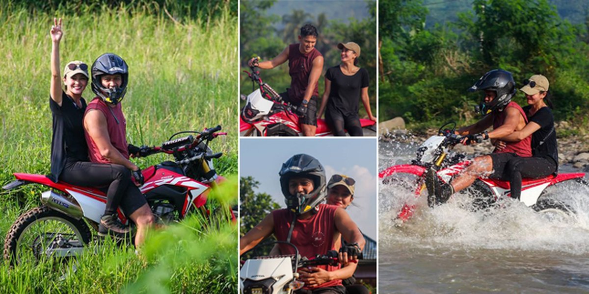 10 Photos of Ririn Ekawati Willing to Get Wet and Cross the River Riding a Trail Motorcycle with Ibnu Jamil, Very Romantic!