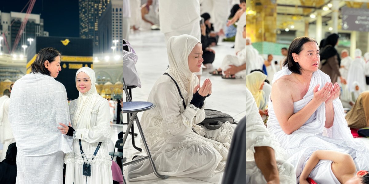 10 Photos of Roger Danuarta and Cut Meyriska Performing Umrah, Tawaf While Carrying Their Child - Tears Streaming While Praying in Front of the Kaaba