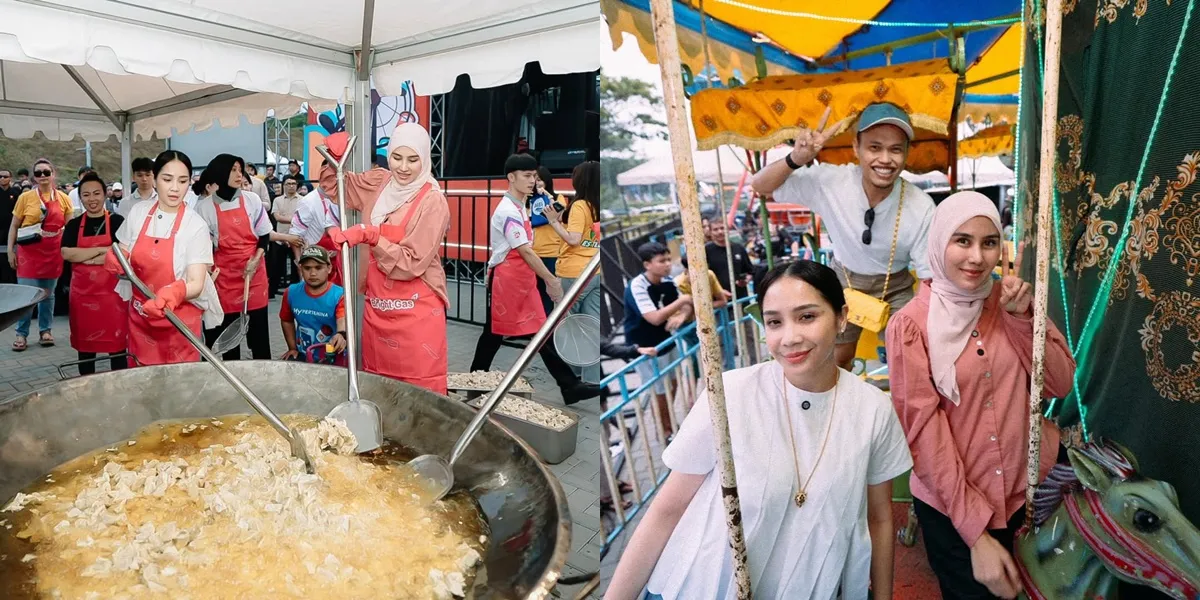 10 Photos of Syahnaz at the Rans Carnival Special HUT KBB, Frying Batagor with a Super Large Wok
