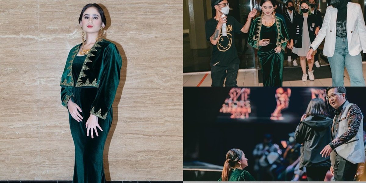 10 Beautiful Portraits of Tissa Biani Wearing a Green Velvet Long Dress and Gold Necklace Earrings, Elegant Vibes for Government Officials