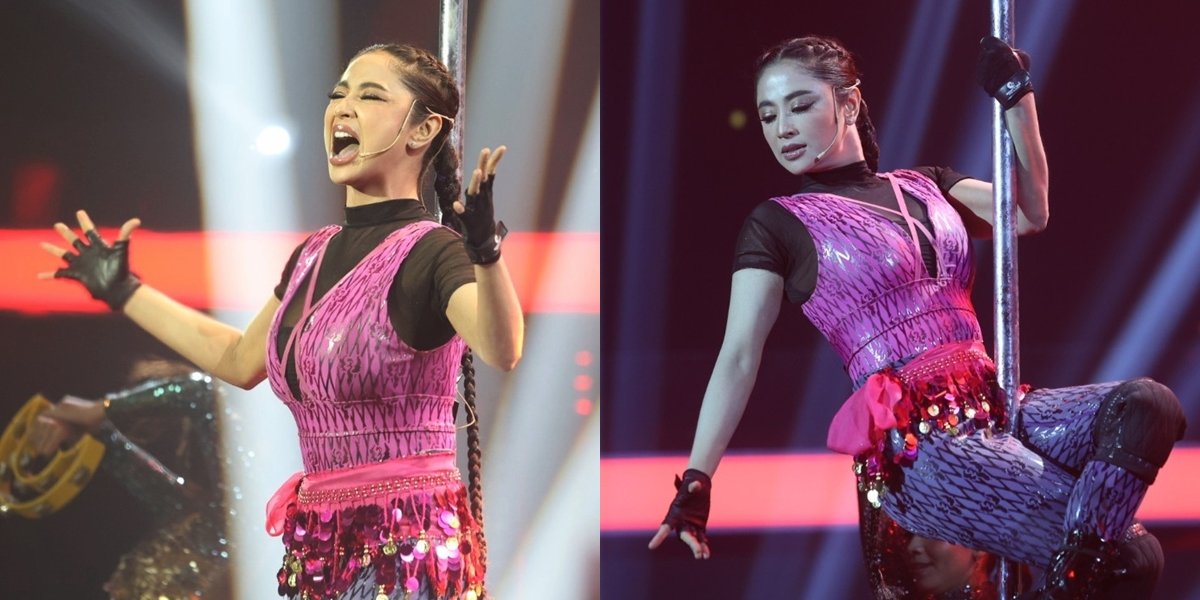 11 Portraits of Dewi Perssik Reveal the Challenges of Pole Dance Action at Indosiar's Anniversary Concert