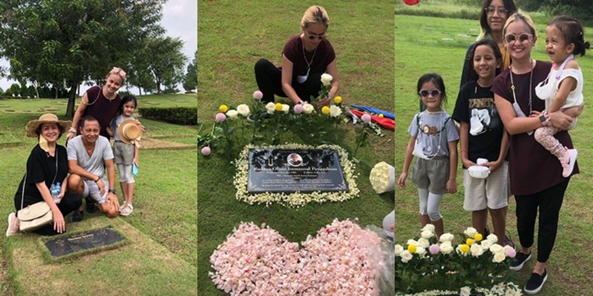 11 Photos of Joanna Alexandra Visiting Raditya Oloan's Grave, Inviting Her Four Children to Scatter Flowers - Smiling Happily Together with Family