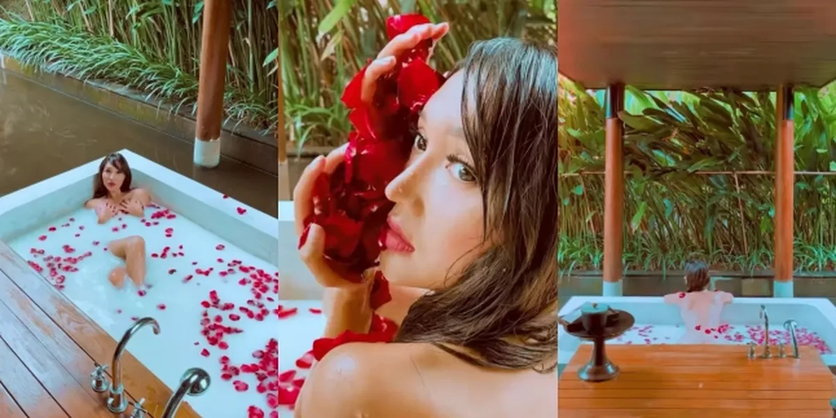11 Potret Lucinta Luna Bathing in Outdoor Bathtub, Showing Off Body Like a Spanish Guitar - Making Netizens Insecure