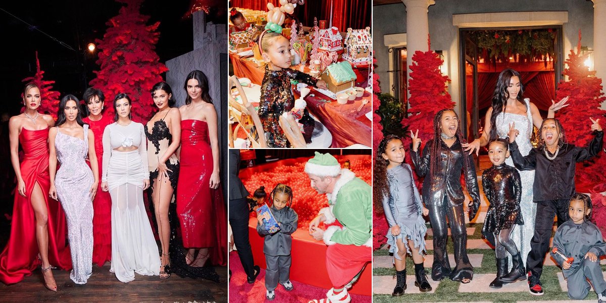 11 Portraits of the Kardashian Family Christmas Celebration, Super Luxurious Decorations with a Red Theme