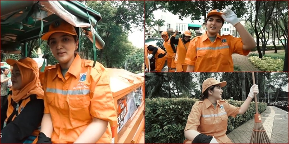 12 Photos of Ashanty as Orange Troops, Willing to Sweep the Streets in the Heat