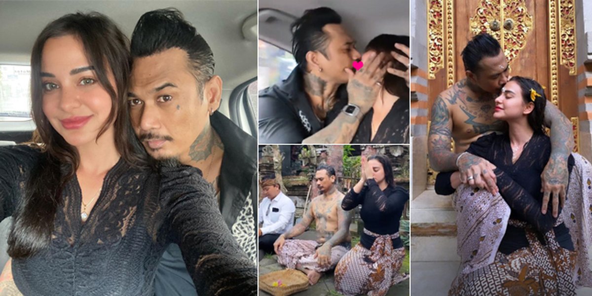 12 Portraits of Nora's Happiness Welcoming Jerinx SID Who is Free from Prison, Romantic Kiss - Performing the Melukat Tradition