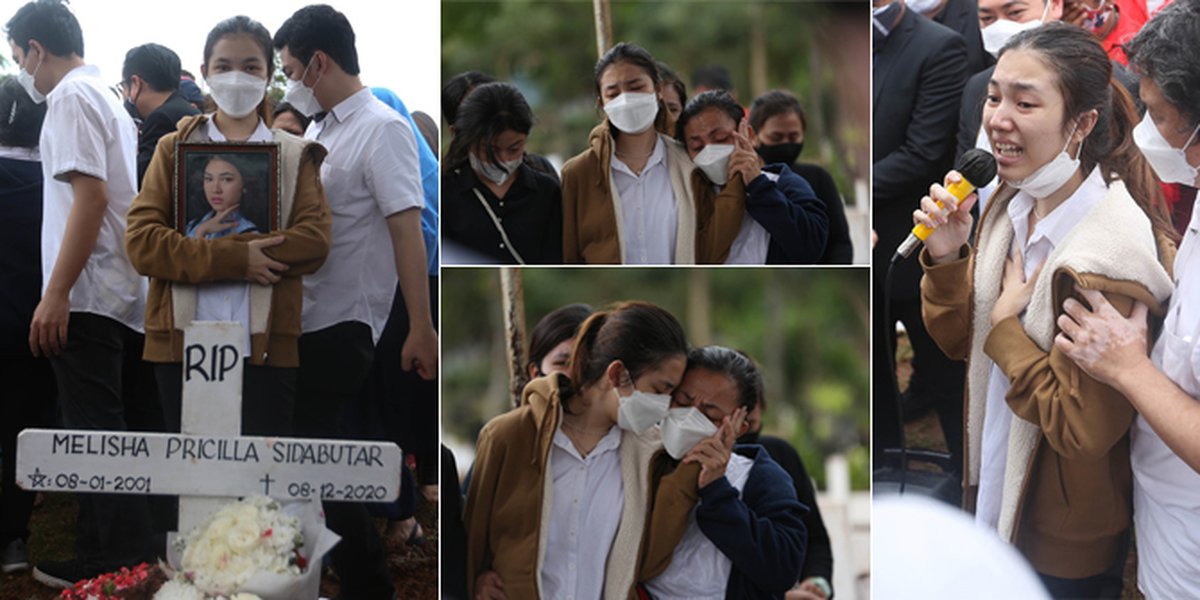 12 Portraits of Melitha Sidabutar at Melisha's Funeral, Bidding Farewell to Her Twin with Tears