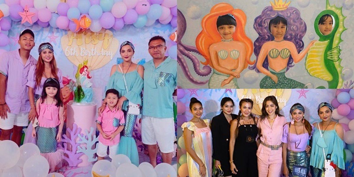 13 Photos of the Festive Birthday Party of Arsy Hermansyah, with a Mermaid Theme - Anang's Family Wearing Matching Mermaid Uniforms