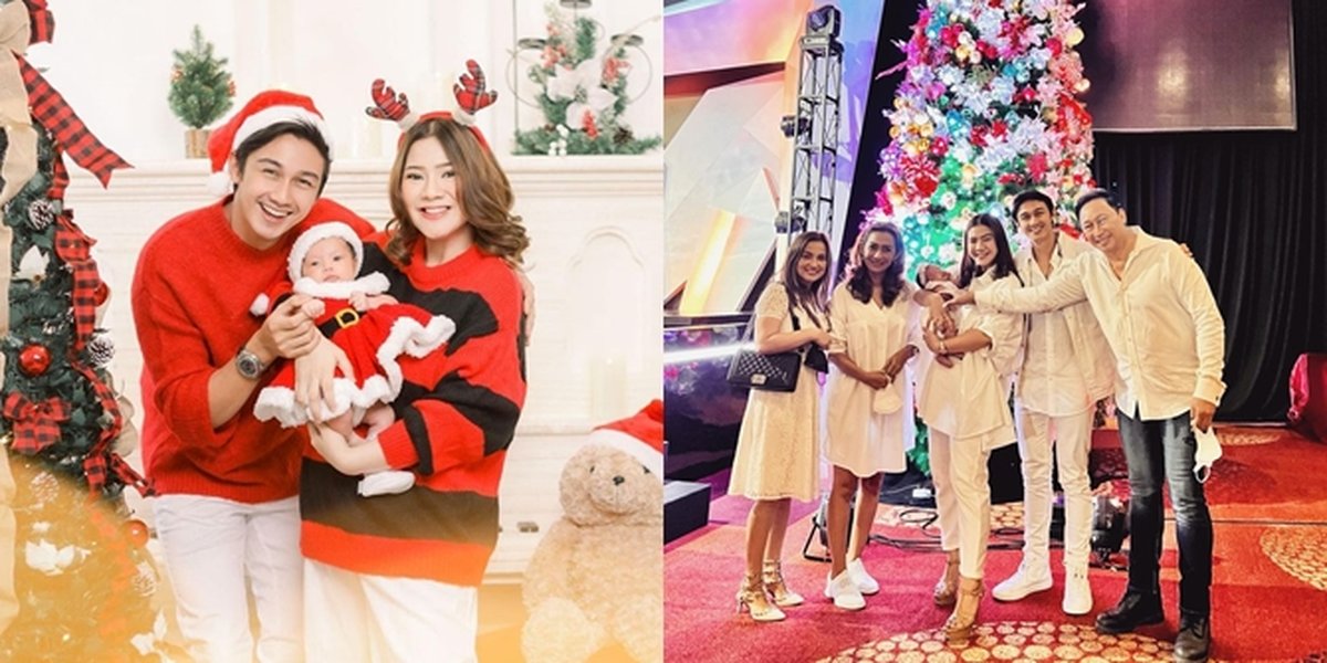 6 Family Portrait Photos of Felicya Angelista and Caesar Hito in Christmas 2021 Edition, Baby Bible Becomes the Highlight - Looking Cute Wearing Santa Claus Dress