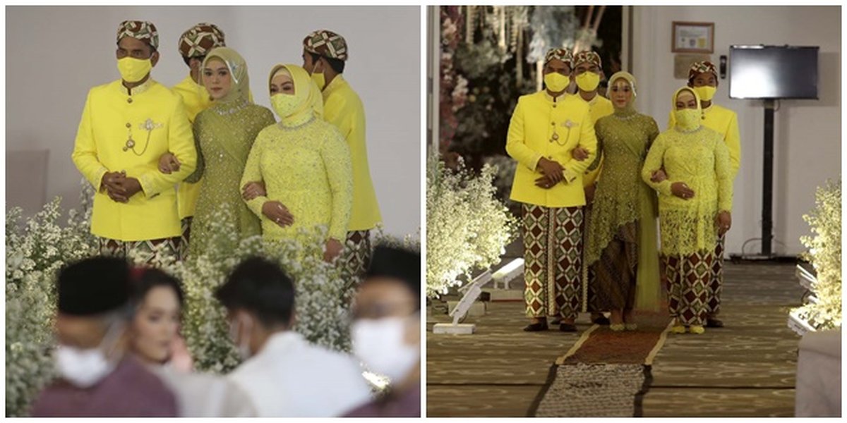 6 Moments of Lesti Kejora Entering the Room to Follow the Procession, Wearing an Elegant Light Green Dress