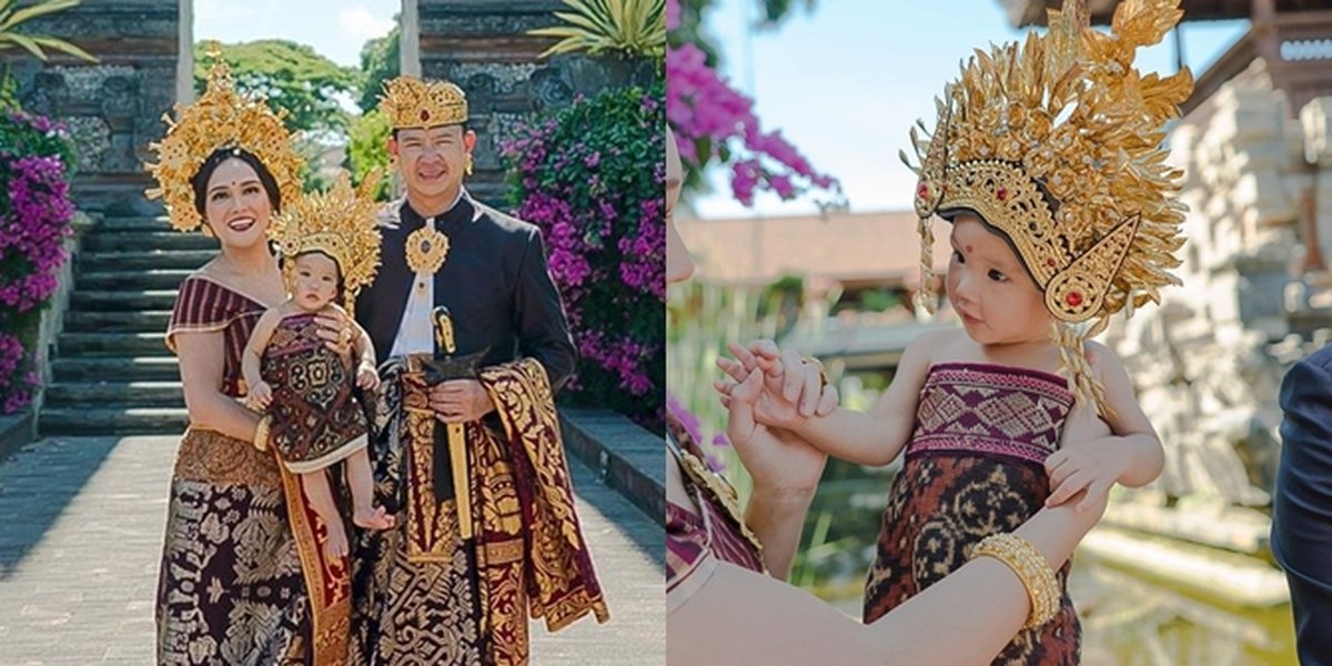 6 Portraits of Claire, Shandy Aulia's Daughter, Wearing Complete Balinese Traditional Costume with Crown, Super Cute and Adorable