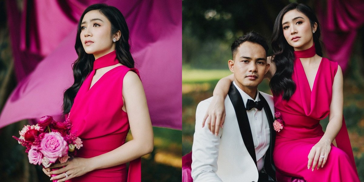 6 Portraits of Febby Rastanty Pre-wedding Photos with a Pink Theme in the Forest, Beautiful Future Mother Bhayangkari