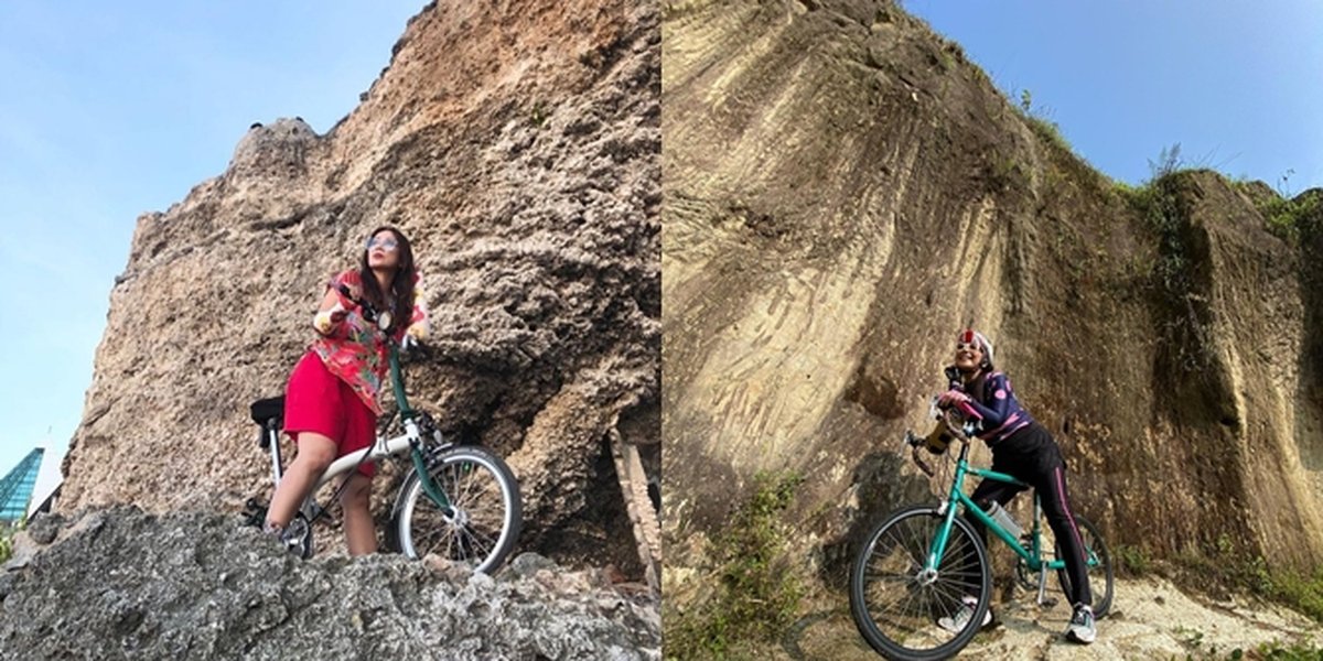 6 Portraits of Irene Librawati, Star of the Soap Opera 'NALURI HATI', Exploring Cliffs with a Bicycle - Very Brave - Falling in Love with the Nature of Indonesia