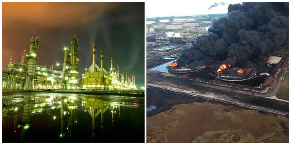 6 Portraits of Balongan Refinery Before & After the Great Fire, Flames Soaring to the Sky