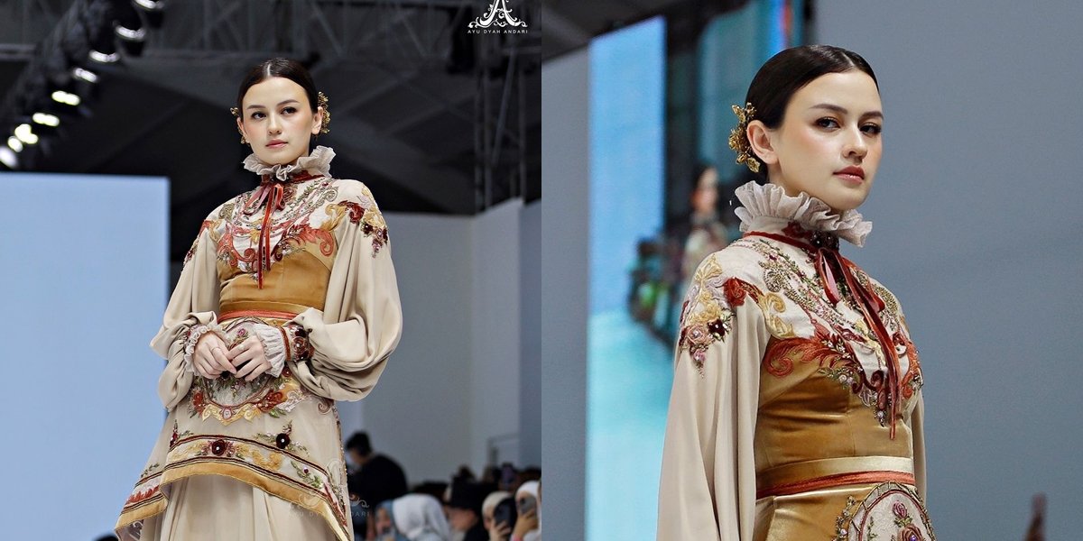 6 Portraits of Kimberly Ryder Looking Beautiful and Charming on the Catwalk at Jakarta Fashion Week 2025, Like a Dutch Noblewoman Wearing Embroidered Floral Attire