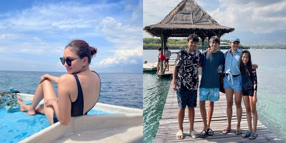 6 Photos of Donna Agnesia's Vacation to Menjangan without Darius Sinathrya, Enjoying Epic Views from the Boat - Showing off Smooth Back